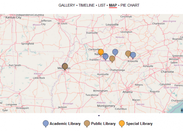 Figure 7a depicts a map view of the homepage “Libraries in Tennessee