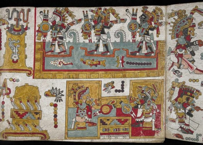 Single folio from Codex Zouche-Nuttall showing Lord 8 Deer Jaguar Claw