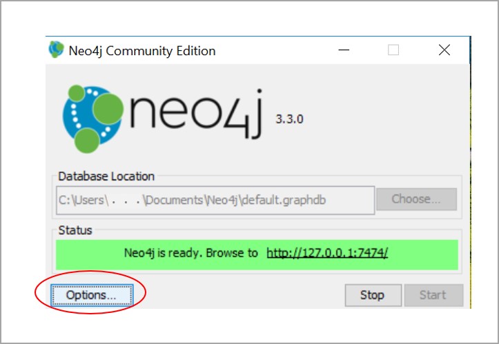 Option to Select Neo4j Database Configuration.