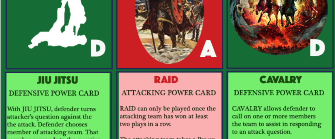 Jiu Jitsu and Calvary defense playing cards, in addition to Raid attack playing card.