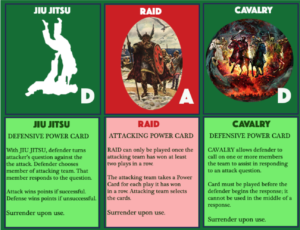 Jiu Jitsu and Calvary defense playing cards, in addition to Raid attack playing card.