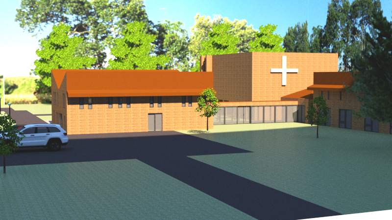 Final rendering of 3D model of Bethel Seminary.