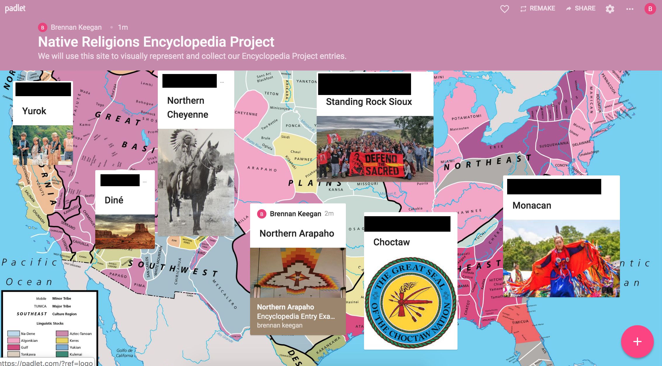 Clickable images connect all student work to a central Padlet homepage