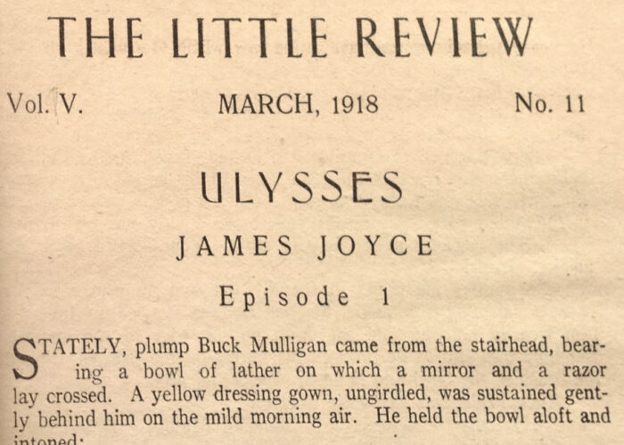 The opening header of the first episode of Ulysses in The Little Review (photograph by the author from the copy in the Special Collections and Archives of Grinnell College).