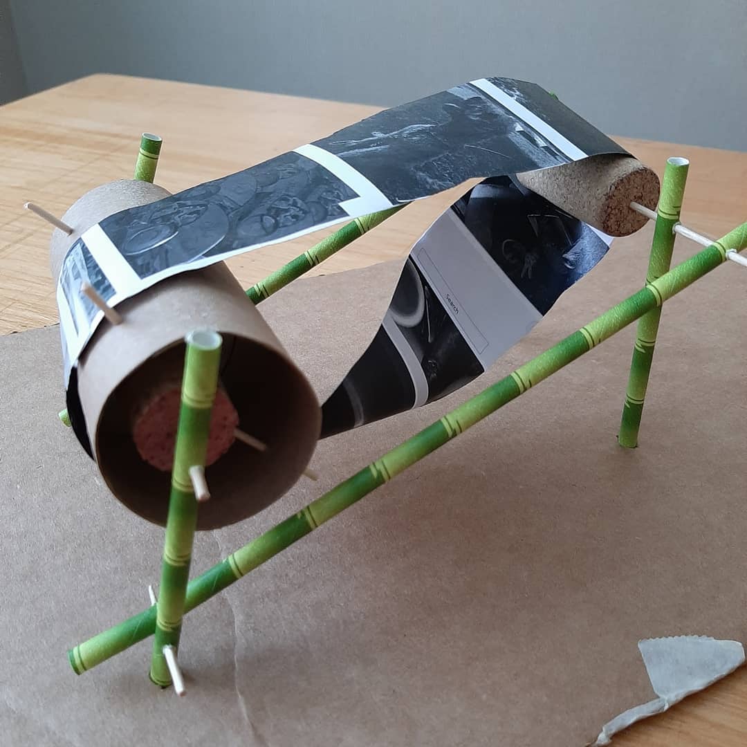 Prototype of the Instagram Möbius Machine made from simple household materials.